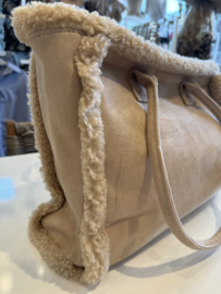 SUEDINE TAS MET TEDDY - BEIGE