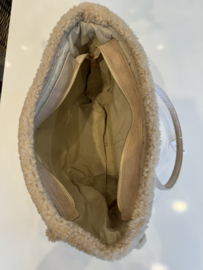 SUEDINE TAS MET TEDDY - BEIGE
