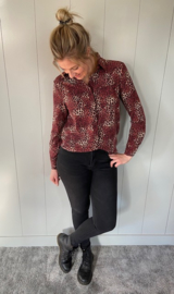 BLOUSE LEOPRINT - BORDEAUX