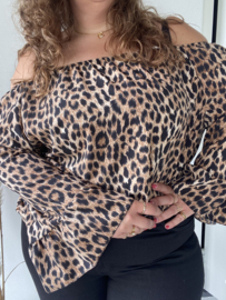 BLOUSE MET FLARED MOUWEN - LEOPARD