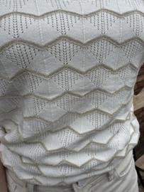 HEMDJE MET ZIG ZAG - BEIGE/ WIT