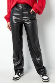 LEATHERLOOK BROEK - ZWART