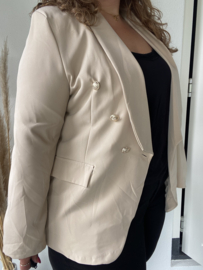 BLAZER MET ZILVEREN KNOPEN - BEIGE