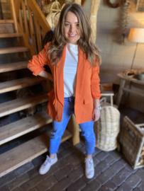 BLAZER MET GEPLOOIDE MOUWEN - ORANJE