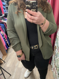 OVERSIZED BLAZER MET GEPLOOIDE MOUWEN - OLIJFGROEN