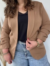 BLAZER MET GEPLOOIDE MOUWEN - CAMEL