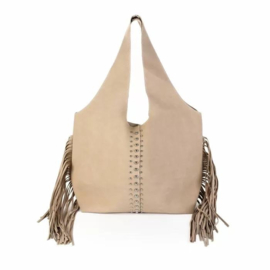 DRAAGTAS MET FRANJES - BEIGE