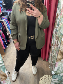 OVERSIZED BLAZER MET GEPLOOIDE MOUWEN - OLIJFGROEN