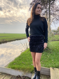 ELASTISCH ROKJE MET PAILLETTEN - ZWART