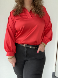 BLOUSE SATIN V - ROOD