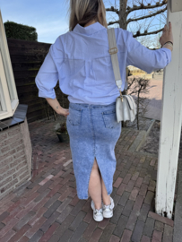 GESTREEPTE BLOUSE MET ROOD HARTJE