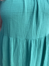 MOUSSELINE SPAGHETTI JURK - GROEN