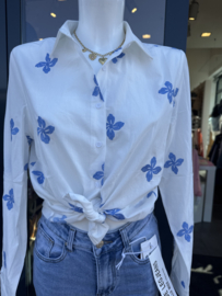 BLOUSE MET BLOEMETJES - WIT