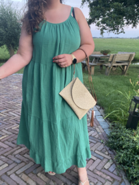 MOUSSELINE SPAGHETTI JURK - GROEN