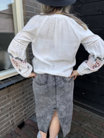 BLOUSE MET PATROON - WIT