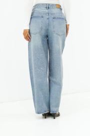 SPIJKERBROEK MET STRASS - BLAUW