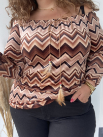 VELVET ZIGZAG TOP - BRUIN