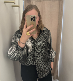 SILVER&SHINE LEOPARD BLOUSE - ZILVER