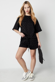SHIRT MET STRASS - ZWART