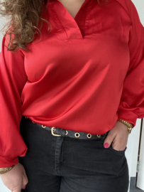 BLOUSE SATIN V - ROOD