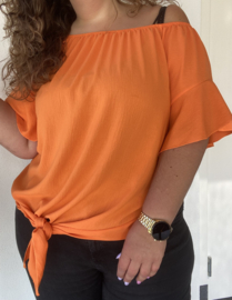 OFFSHOULDER SHIRT MET STRIK - ORANJE