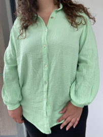 MOUSSELINE BLOUSE - MINTGROEN