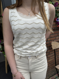 HEMDJE MET ZIG ZAG - BEIGE/ WIT