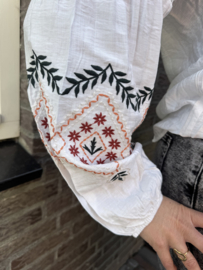 BLOUSE MET PATROON - WIT