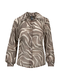GESTREEPTE BLOUSE - BRUIN