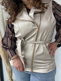 LEATHERLOOK GILET METALLIC GOLD OF