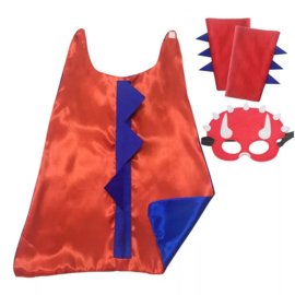 Dino cape met stekels, masker en polsbandjes - Diverse kleuren