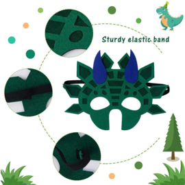 Dino maskers - Set van 8 stuks - Mix van kleuren - Van hoogwaardig vilt