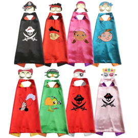 Piraten feest capes en maskers - 8 stuks - Mix van kleuren