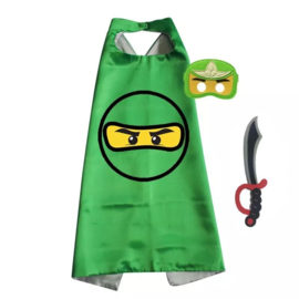 Brievenbuskado Ninjago cape en masker - Groen - Met Ninja zwaard