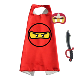 Ninjago cape en masker - Rood - Met Ninja zwaard