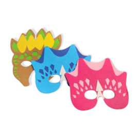 Dino maskers - Set van 3 stuks - Mix van kleuren - Van hoogwaardig en comfortabel vilt