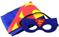 Superman cape met oogmasker - Blauw - Superheld - Volwassenen