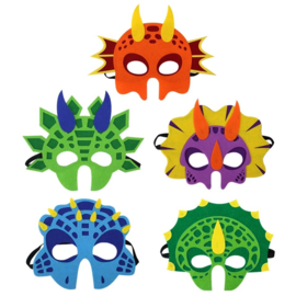 Dino maskers - Set van 8 stuks - Mix van kleuren - Van hoogwaardig vilt
