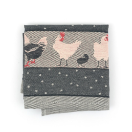 Set Handdoek en theedoek Chickens Black