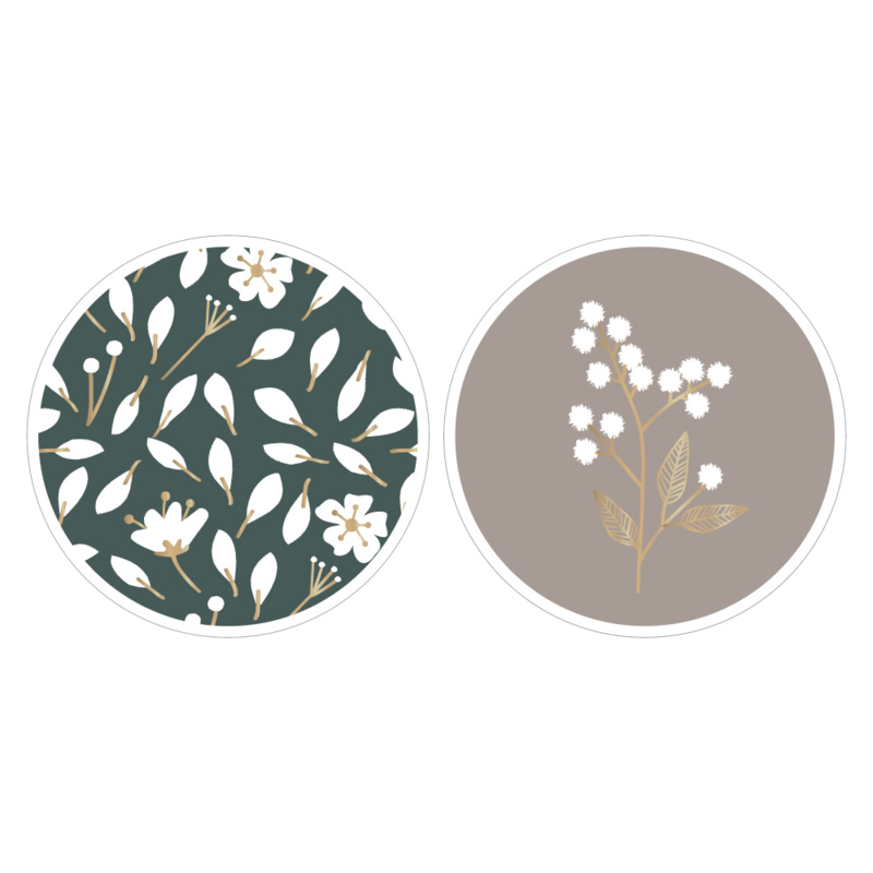 Stickers | Flowers liberty (green/grey) - 6 stuks