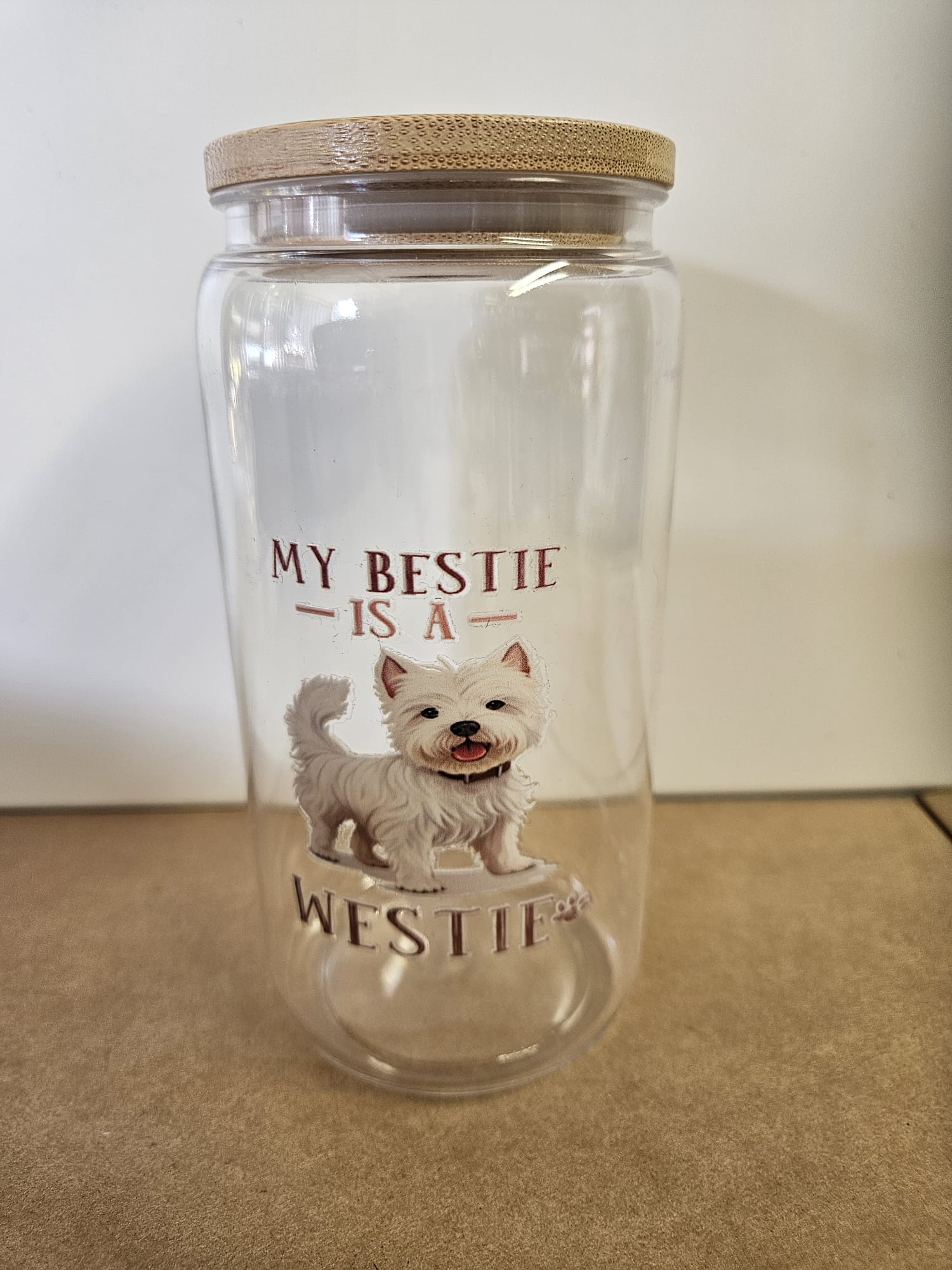 Mooie handgemaakte plastic drinkbeker met West Highland White Terriër