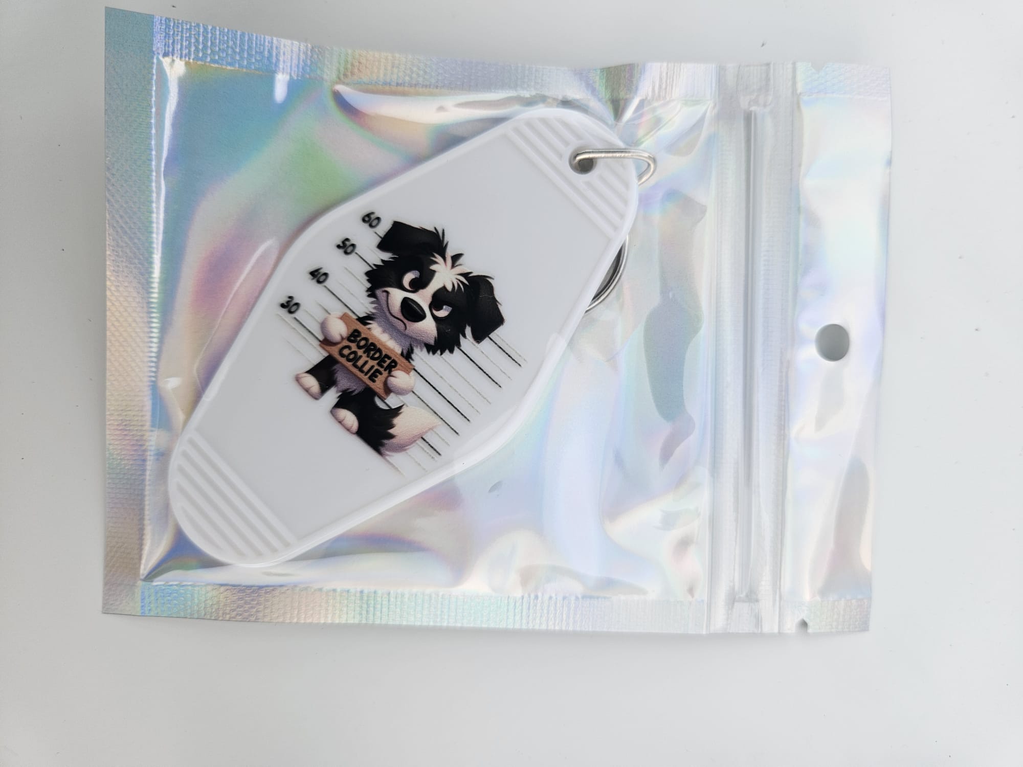 Mooie handgemaakte sleutelhanger met Border collie