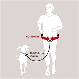 TRIXIE HEUPRIEM MET JOGGINGLIJN ZWART RIEM 60-120 CM LIJN 100-135 CM
