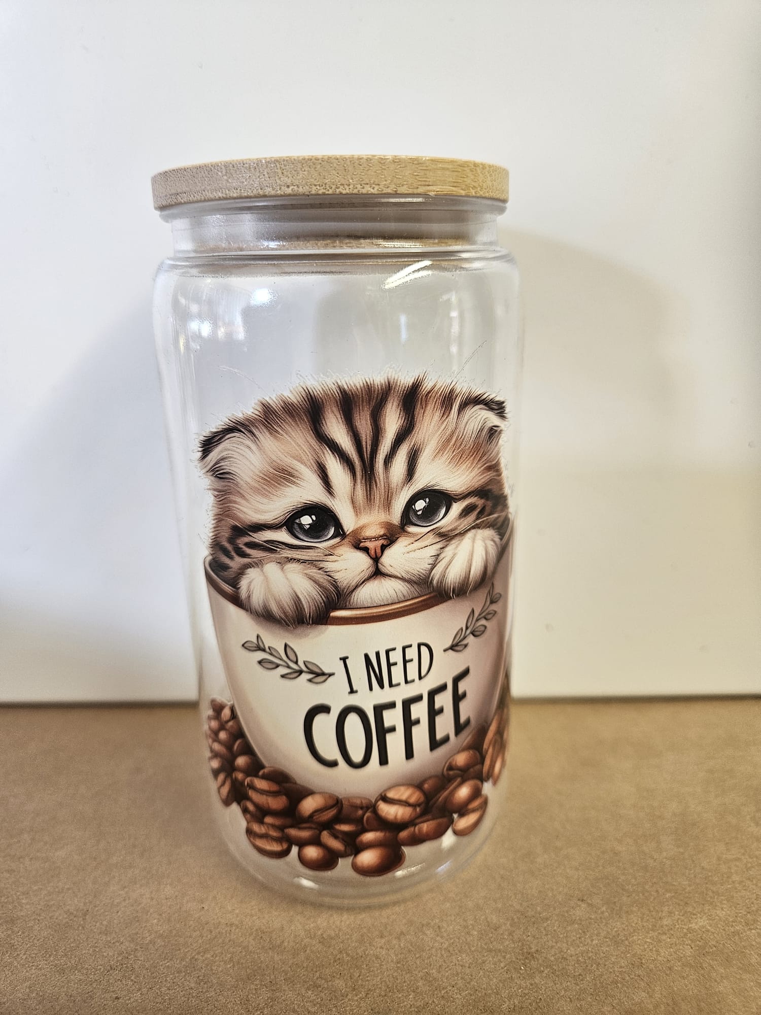 Mooie handgemaakte plastic drinkbeker met Poes