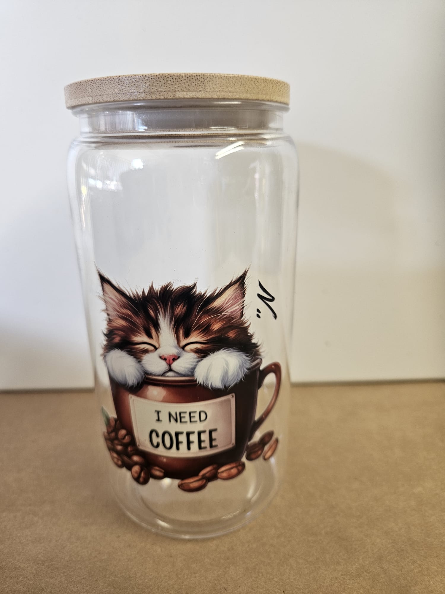 Mooie handgemaakte plastic drinkbeker met Poes