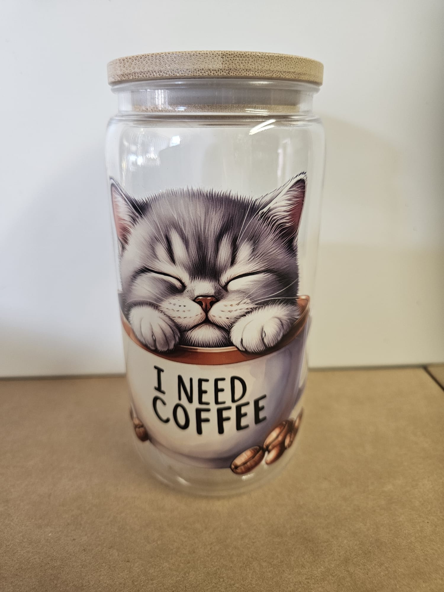 Mooie handgemaakte plastic drinkbeker met Poes
