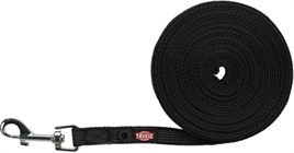 TRIXIE HONDENRIEM SLEEPLIJN MET RUBBER BEKLEED ZWART 5 MTRX1,5 CM