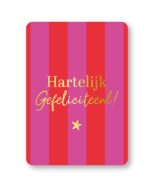 Enkele kaart | Hartelijk gefeliciteerd (roze/rood)