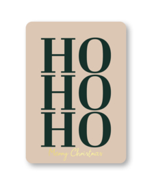 Kerstkaart |  Ho Ho Ho Merry Christmas (beige)