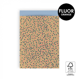 Cadeauzakje | Dots Gold Blue/Fluor Orange - Polar Blue - 12 x 19 cm